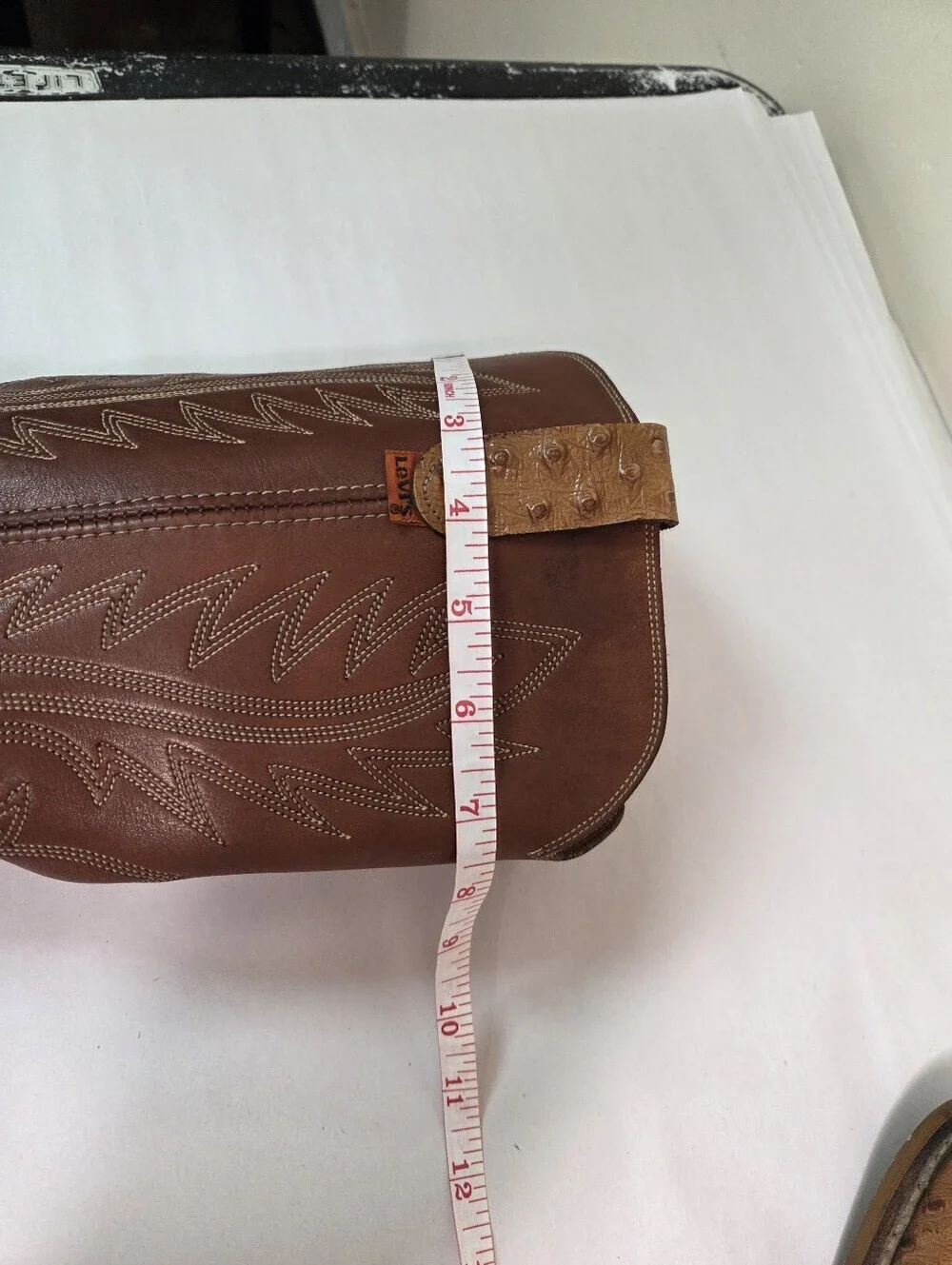 Levi’s Western‎ Cowboy Boots 10.5 M Brown Ostrich Embossed Leather Vintage